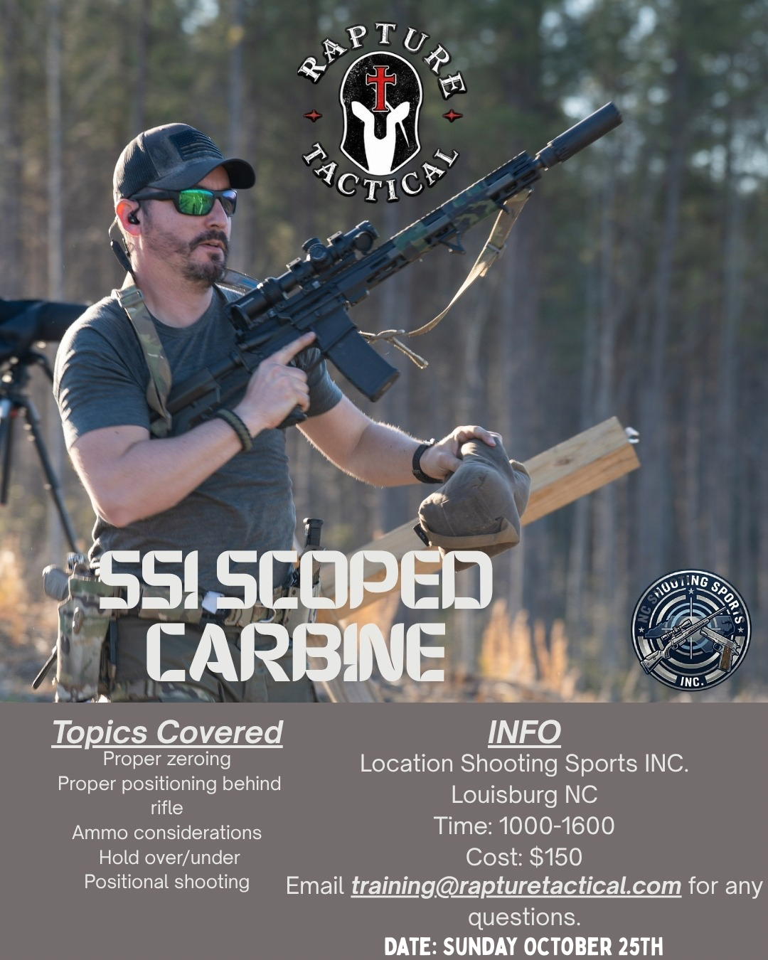 SSI Carbine Course flier — Sunday, October 25, 2026
